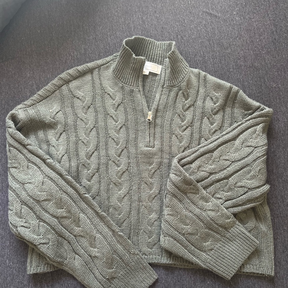 No Comment Green Cable Knit Sweater